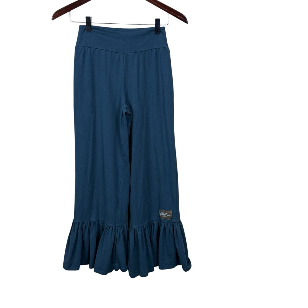 Matilda Jane Big Ruffles Hem Boho Blue Gray Pull On Pants Womens Size XS Beach